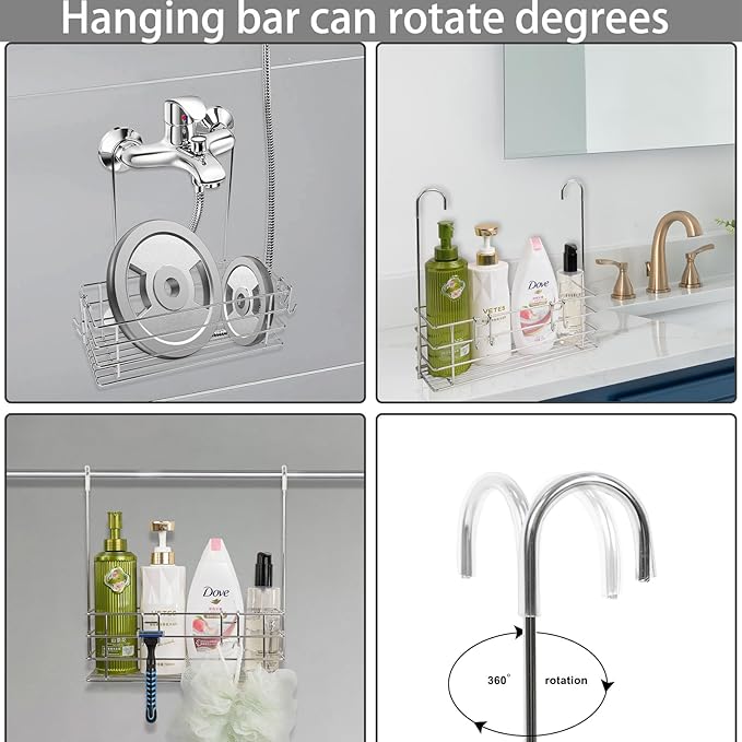 2pcs Single-Layer Hanging Shower Caddy, Rustproof Shelves Rack