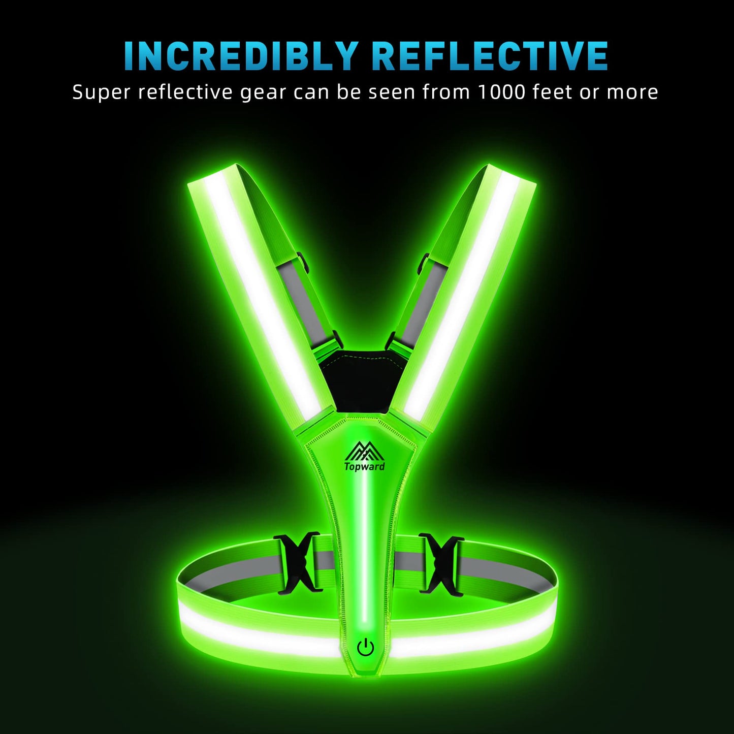 Topward Running Vest High Visibility Reflective Gear, Mens Hi Viz Vests, Lightweight Adjustable 360-degree Hi Vis Safety Vest for Dog Walking Jogging Hiking Camping Cycling Motorcycle