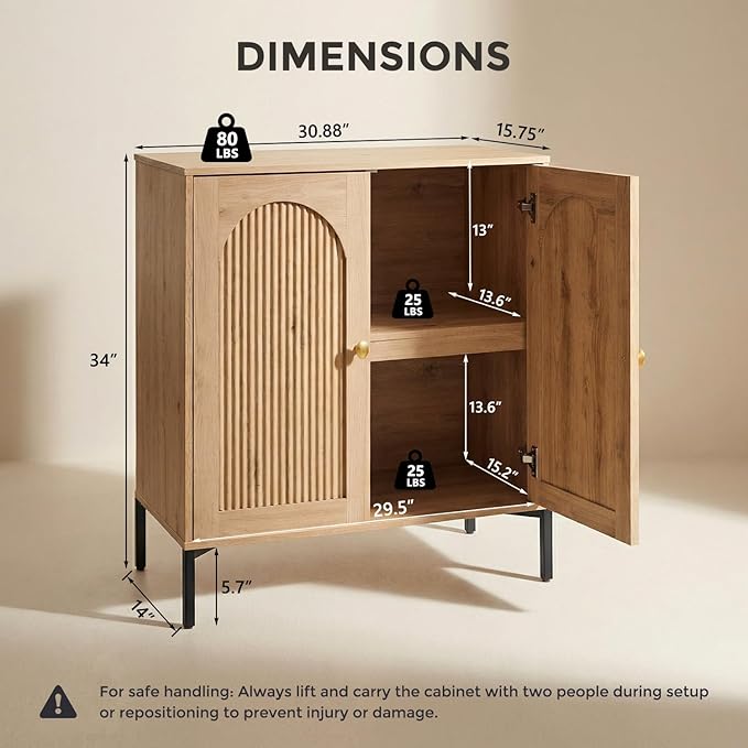 IFBUY Modern Sideboard Buffet Cabinet, Wooden Modular Coffee Bar Cabinets
