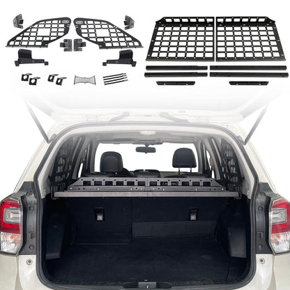 HIGH FLYING for Subaru Forester 14-18 Car Accessories Modular Storage Molle Panels System Trunk Shelf Luggage Storage Carrier Trunk Organizer Aluminum (Side Panels+Shelf with Manual Tailgate)