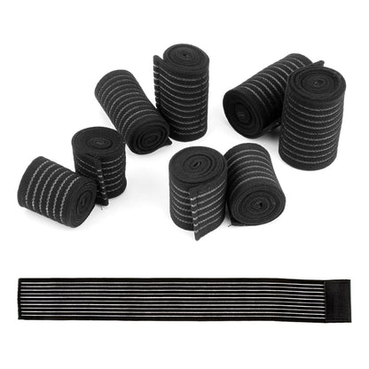 8 Pack Ice Pack Straps - 4 Sizes Elastic Wrap for Ankle Wrist Elbow Calf, Reusable Hot Cold Therapy Strap, Adjustable Ice Pack Holder, Strong Hook and Loop Reusable Ice Belt Extender