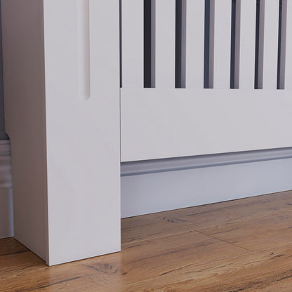 Vida Designs Chelsea Radiator Cover With Modern Slats White Decorative Heater Cover with Shelf, Medium, (H: 82 / W: 112 / D: 19 cm)