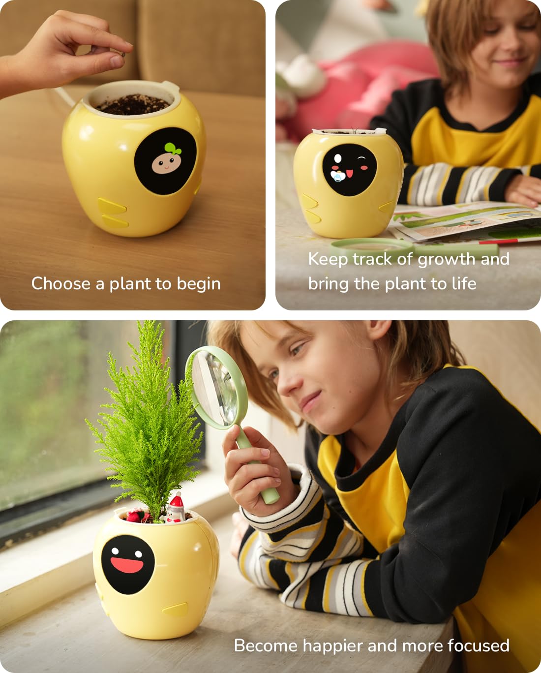 New 2026 Ai Smart Planter – Extra Large Interactive Plant Pot, Pet Plantagotchi, robot, Leafypod and Plantiboy, Robot Flower Pot with Feelings, Indoor Flowerpot with Water, Digital Gifts (Pink)