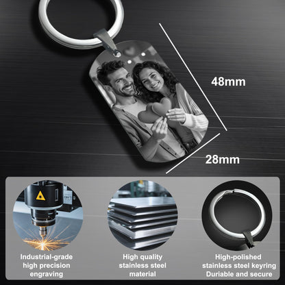 Queenberry Custom Keychain with Picture Personalized Photo Keychain Gift for Wedding Gift for Christmas Dad Men Husband Boyfriend