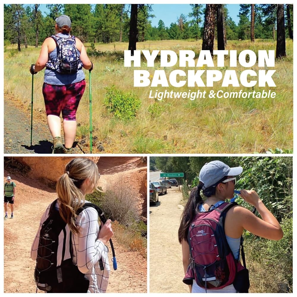 15L Insulated Hydration Backpack Pack with 2L Water Bladder Lightweight Hiking Backpack Bag for Women Men Daypack for Hiking Running Festival Camping Biking (Red)