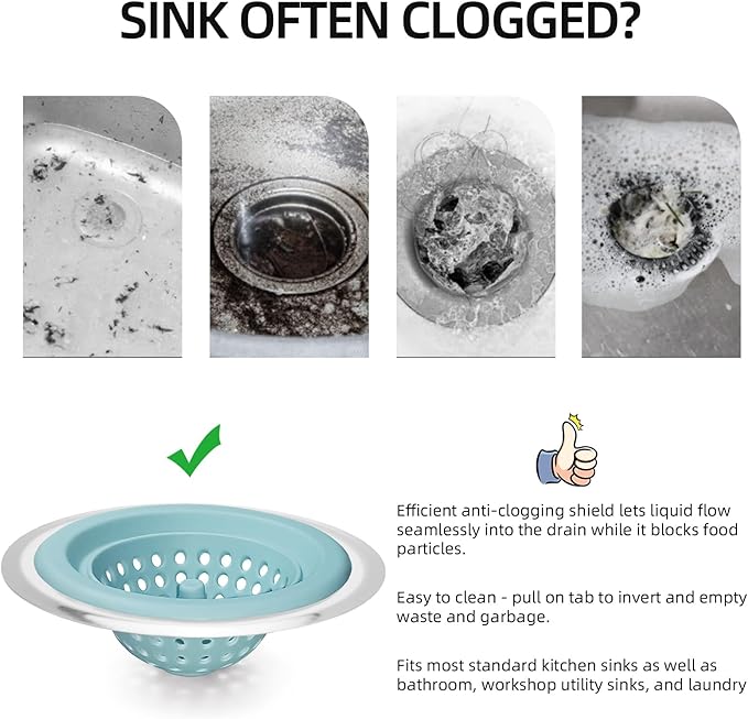 2 PCS Kitchen Stainless Silicone Sink Strainer, 4.5 inch Diameter…