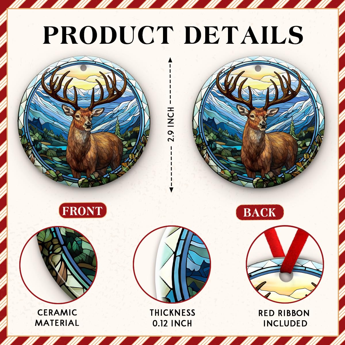 KILYHOME Deer Christmas Ornament 2026 - Rustic Hunting Decor, Buck Hunter Reindeer Decoration – Woodland Holiday Tree Ornament, Hunt Lover Gift, Ideas for Man, Hunters