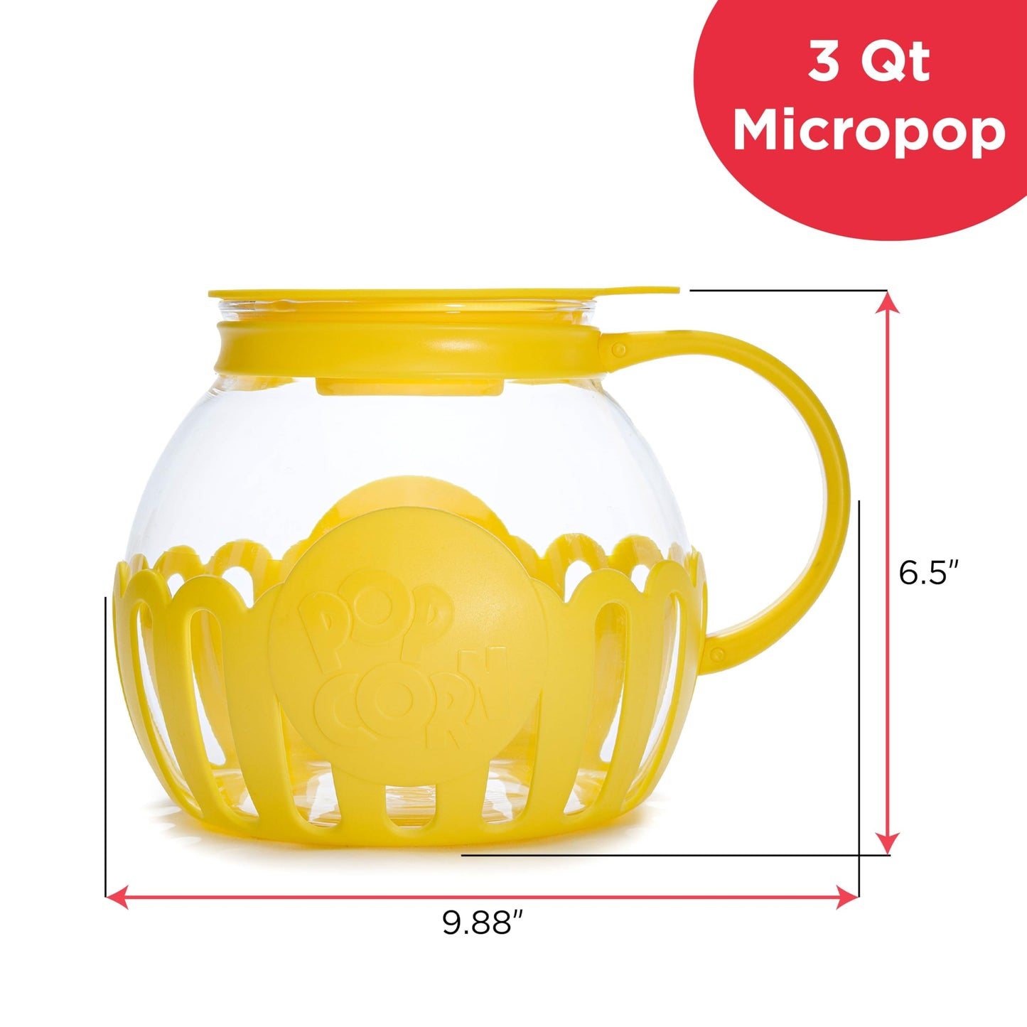Ecolution Patented Micro-Pop Microwave Popcorn Popper with Temperature Safe Glass, 3-in-1 Lid Measures Kernels and Melts Butter, Made Without BPA, Dishwasher Safe, 3-Quart, Aqua