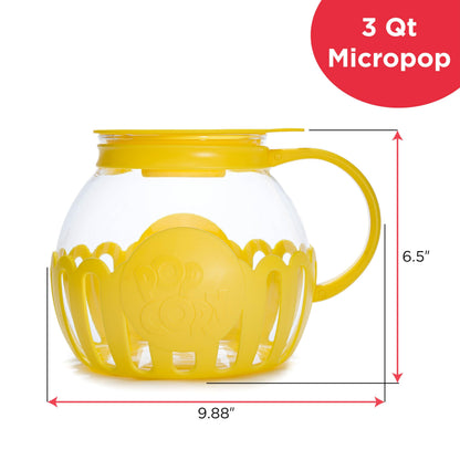 Ecolution Patented Micro-Pop Microwave Popcorn Popper with Temperature Safe Glass, 3-in-1 Lid Measures Kernels and Melts Butter, Made Without BPA, Dishwasher Safe, 3-Quart, Aqua
