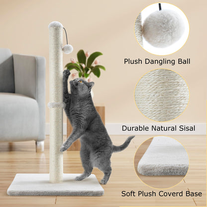 Dimaka Cat Scratcher Scratching Post with Sisal Rope and Soft Plush 29" Tall Beige