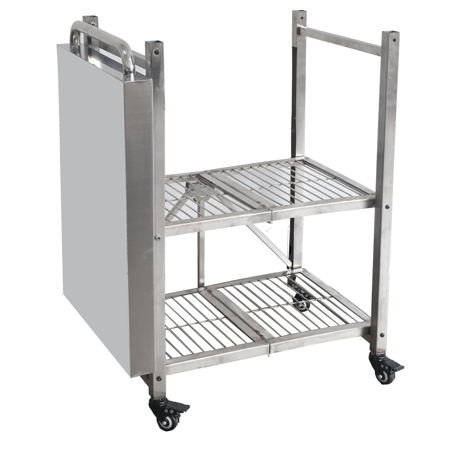 Metrixpio Stainless Steel Kitchen Cart, Foldable Origami Design,Slim Rolling Cart with Storage, Portable Microwave & BBQ, Kitchen Island on Wheels