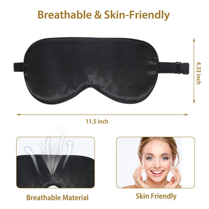 4 Pack Silk Sleep Mask - 100% Blackout, Zero Eye Pressure, Blindfold with Adjustable Strap, Super Soft Travel Eye Covers (Black, Pink, Blue, Purple)