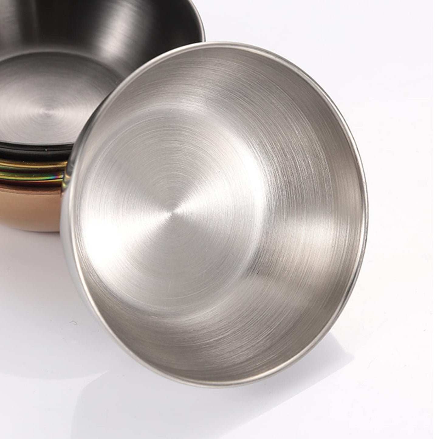 MGGi 8 Pack 3.3inch Stainless Steel Sauce Dishes Round Mini Individual Saucers Bowl, Seasoning Plate Sushi Dipping Bowl Appetizer Plates, for Sushi,Side Dishes,Dessert,Tomato Sauce,Soy,BBQ - Silver