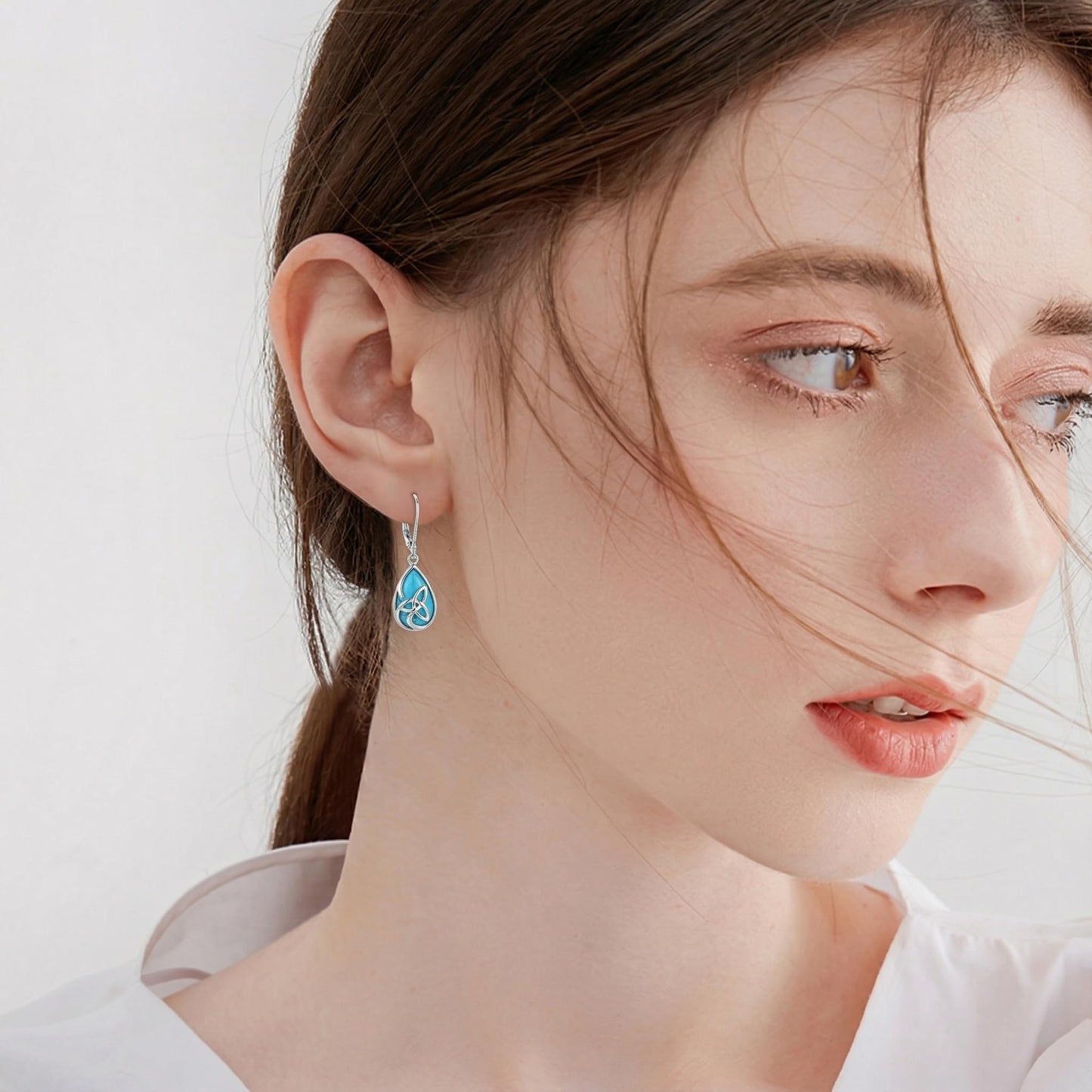 TIGER RIDER Celtic Knot Filigree Dangle Earrings 925 Sterling Silver Turquoise Earrings Birthday Jewelry Gifts for Women