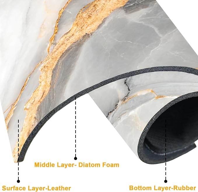 2 Pack Marble Texture Sink Splash Guard Faucet Mat Liquid Gold Marble Texture