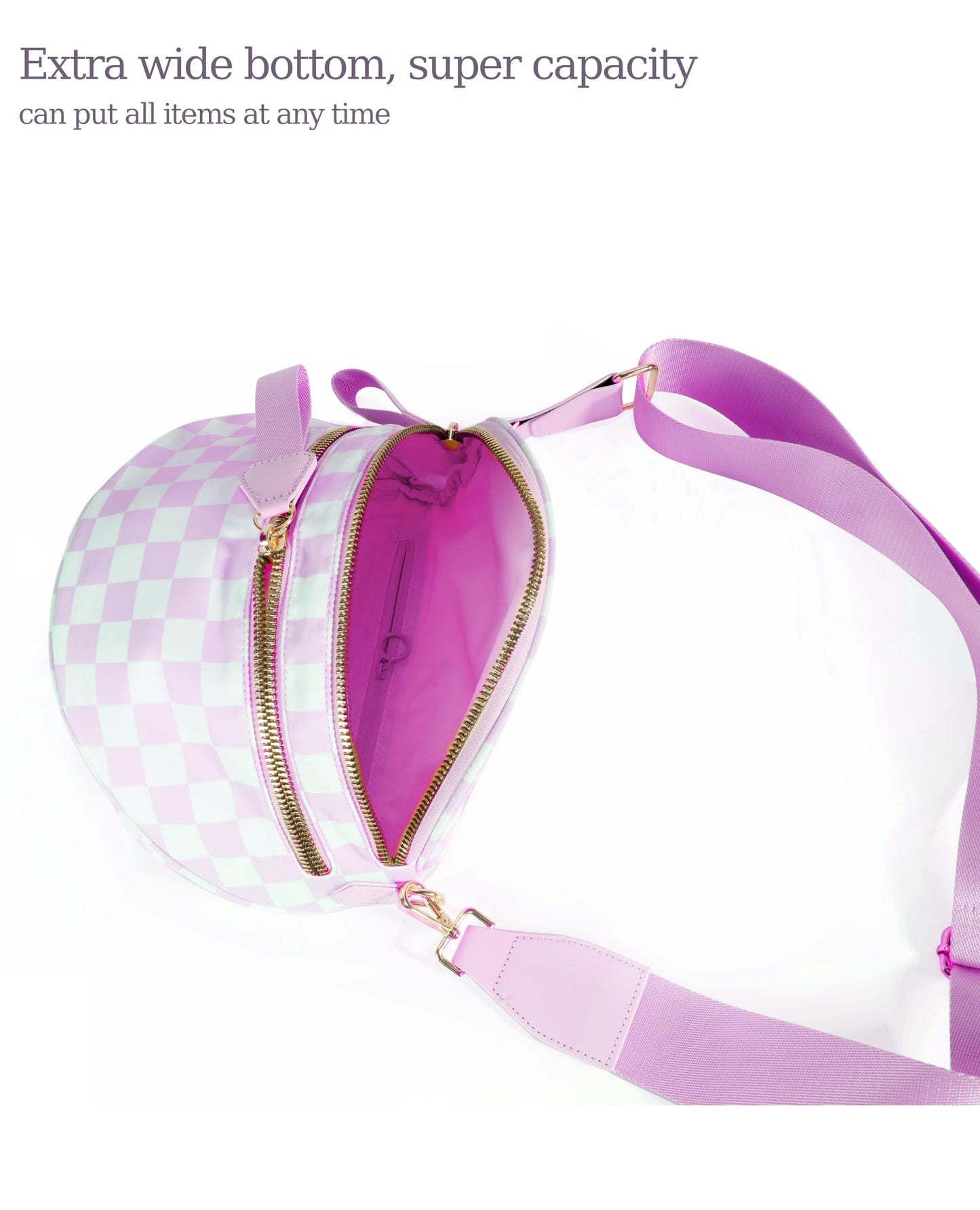 Spacious Checkered Nylon Crossbody Bag Bum Bag Checkered Handbags Wallets for Women