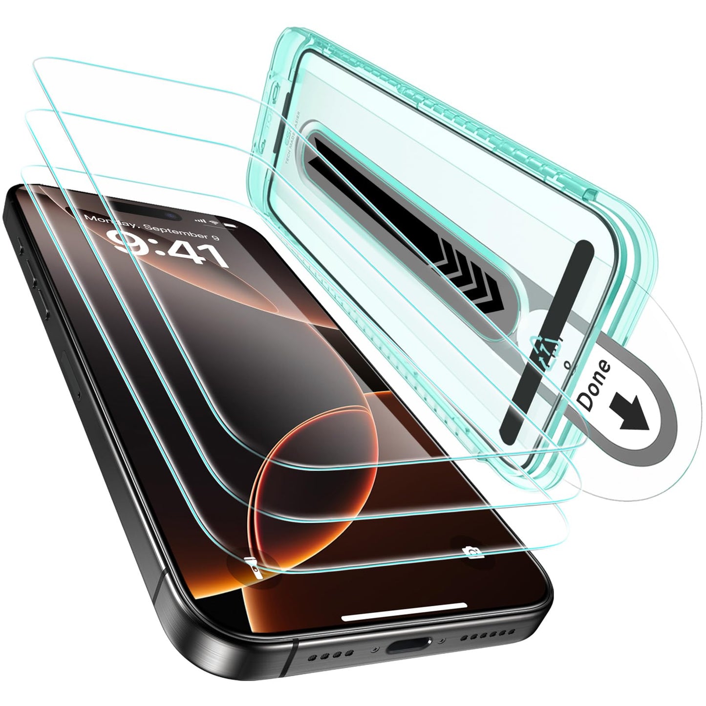 ESR 3 Pack for iPhone 16 Pro Max Screen Protector, [9H Hardness] [Military Grade Shatterproof] Tempered Glass Film with Flawless Fit Tray, HD Clear, Scratch Resistant