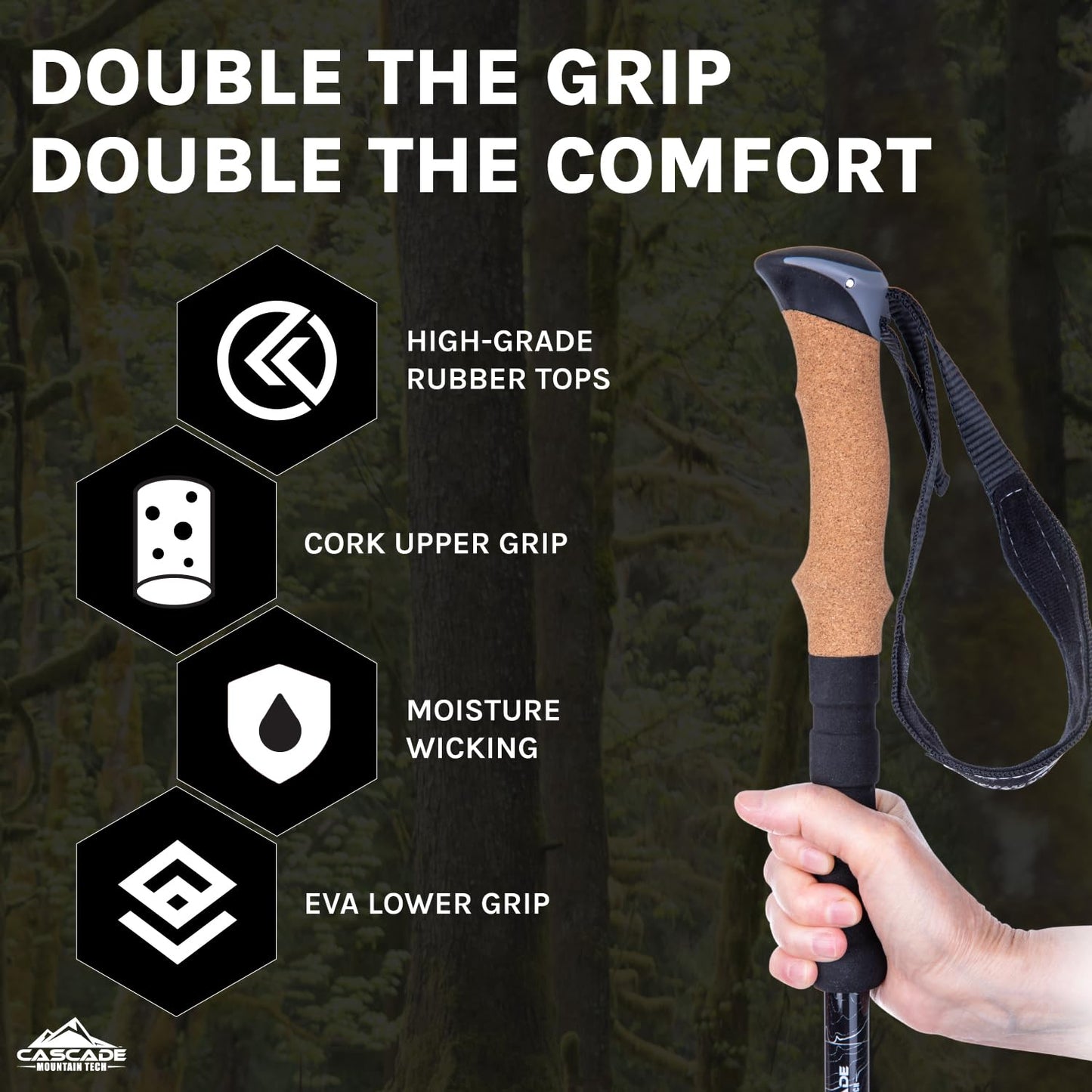 Osprey Atmos AG 65L Men's Backpacking Backpack and Cascade Mountain Tech Trekking Poles - Aluminum Hiking Walking Sticks (Set of 2), 54"