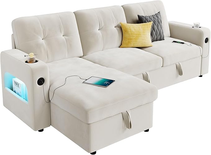GarveeHome 84 Inch Sleeper Sofa Couch, L-Shaped Couches, Convertible Pull Out
