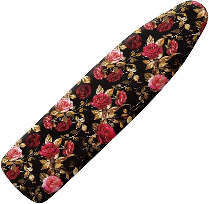 Red Rose Ironing Board Cover Standard Size 15 x 54, Thick Padding