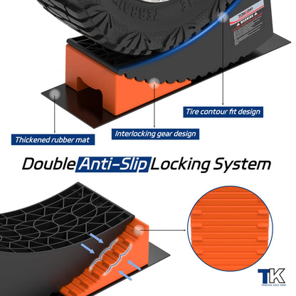 TOWKING Curved Leveling Blocks, 6" Lift, 35,000 lbs, Raised Tire Change Ramp, 2-Pack Heavy Duty Camper Leveler System, Perfect for 5th Wheels, Class A Motorhomes, and Wide-Axle Trailer