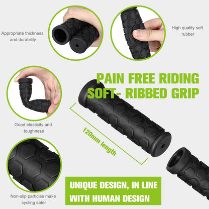 48 Pcs Bike Handle Grips Black Replacement Non Slip Rubber Bicycle Handlebar Grips Tricycle Wheelchair Mountain Bike BMX MTB(Hexagon Style)
