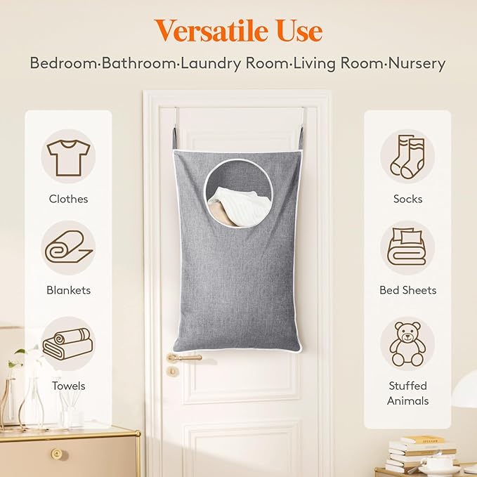 Lifewit 1 Pack Over Door Laundry Hamper, Large Collapsible Hanging Laundry