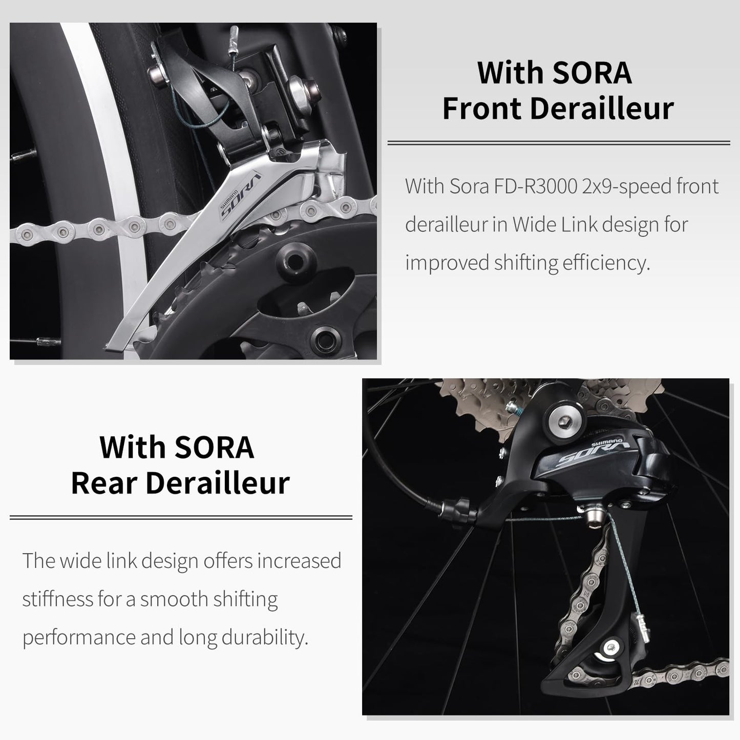 SAVADECK Carbon Road Bike with Shimano SORA R3000 18 Speed Derailleur System,Racing Bicycle with Carbon Fiber Frame Carbon Fork and Double V Brake for Adult.(Black 47cm)
