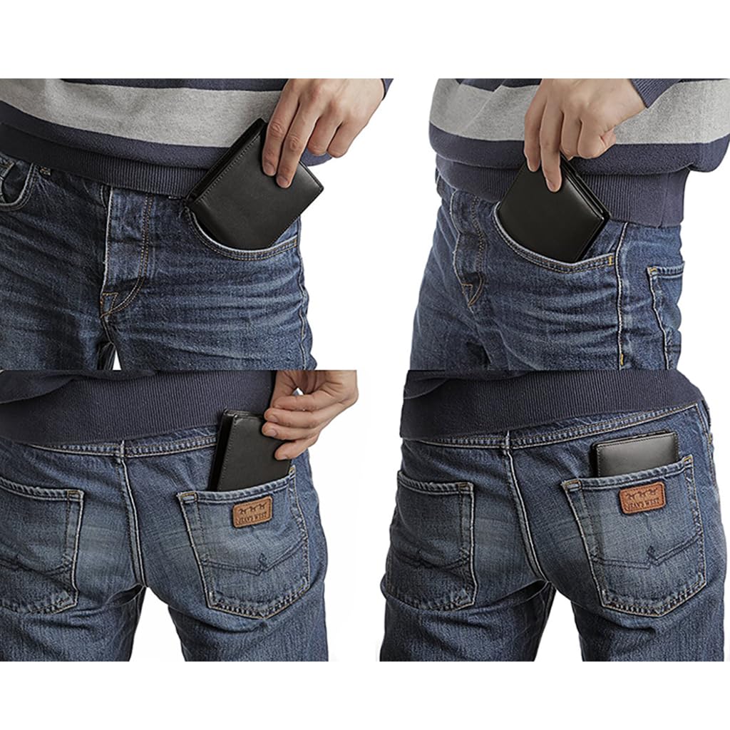 Hoobest RFID Blocking Genuine Leather Wallet Excellent as Travel Case Credit Card Protector Wallets for Men with Coin Pocket