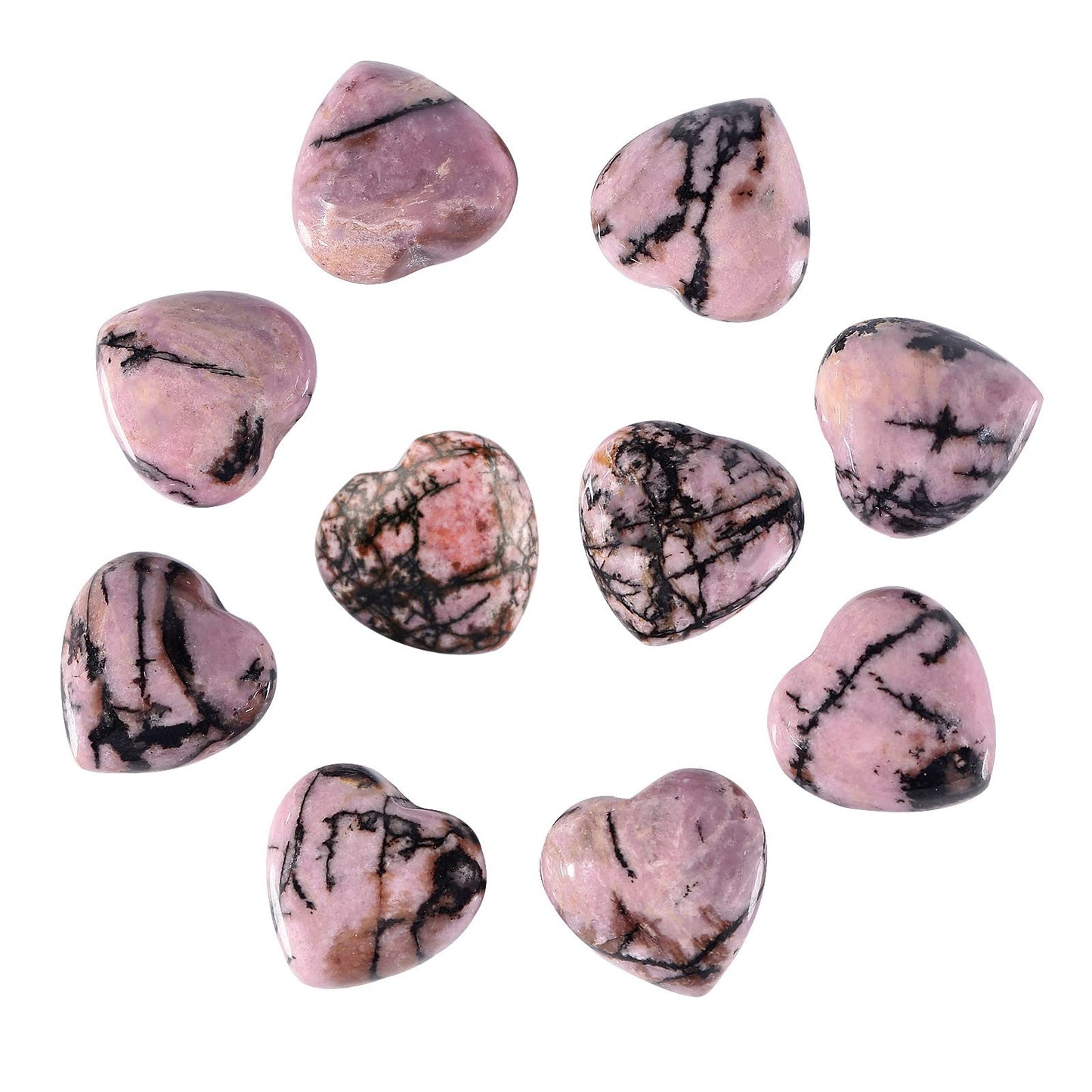 Nupuyai Pack of 8 Love Heart Stone Set for Reiki Chakra Balancing, Healing Pocket Palm Crystal Energy Stones Kit for Valentines Gift, Colorful