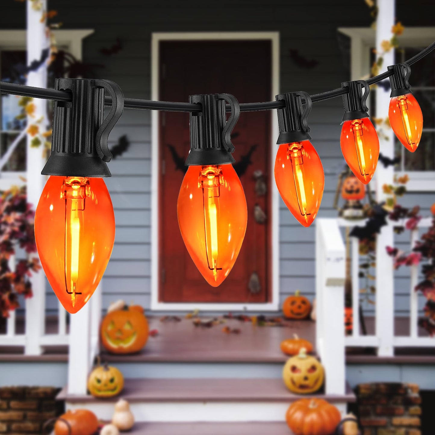 CHYParty 25 Pack C7 Replacement Bulbs, Orange LED Halloween Light Bulbs for Outdoor String Lights, Patio, Christmas Decor, E12 Candelabra Base, Durable & Energy-Saving