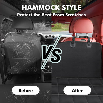 Dog Car Seat Cover 4-in-1, 100% Waterproof Dog Car Hammock, Durable Scratchproof Nonslip Back Bench Cover for Dogs with Seat Anchor, Machine Washable, Universal fits Trucks SUV