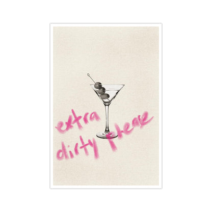 Vintage Extra Dirty Please Martini Cocktail Wall Art Bar Cart Wall Art Trendy Cocktail Martini Poster Aesthetic Posters Bar Cart Girly Dorm Deco12x18inch Unframed