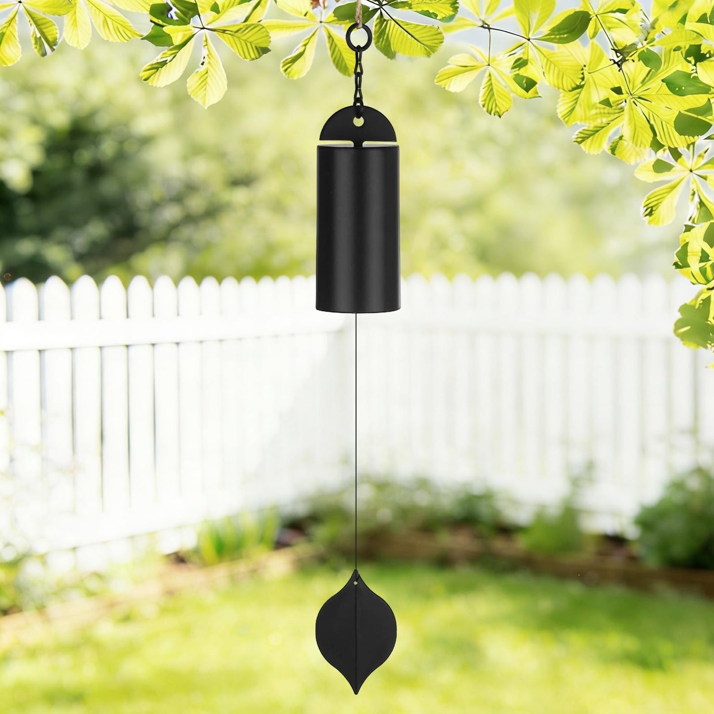 M METERXITY 1 Pack 19 Inch Wind Chimes for Outside, Deep Resonance Serenity Bell, Hanging Cylinder Metal Outdoor Wind Chimes Decor for Patio/Yard/Porch/Garden [Black]