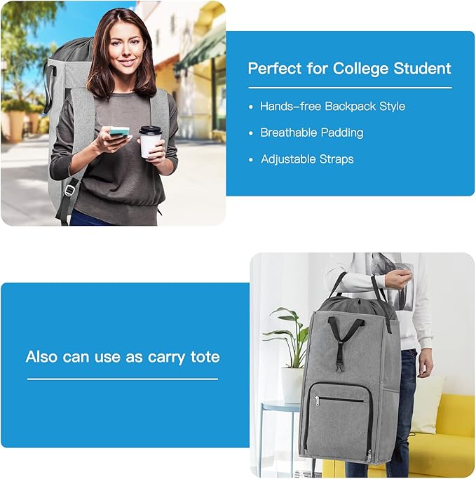 Laundry Backpack Bag, Bukere Extra Large 2 in 1 Laundry Hamper Basket
