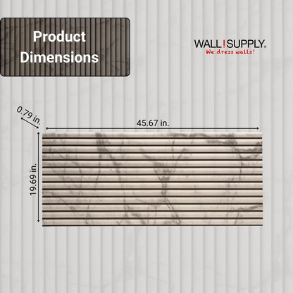 Wall!Supply 3D Wall Panels – Faux Marble Round Slatted – Home Decor Wallpaper Alternative for Living Room, Bedroom & Office – Easy DIY Installation – 4 Pack, Covers 24.96 Sq Ft
