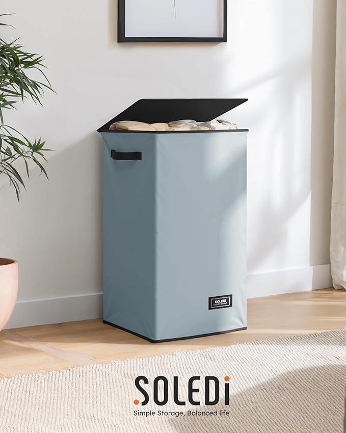 SOLEDI Laundry Hamper with Lid 90L Large & Tall Collapsible Laundry Basket