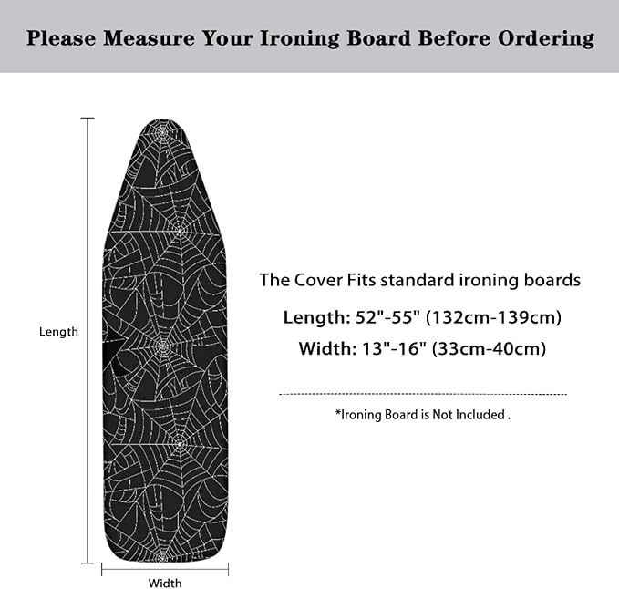 GLENLCWE Black Spider Cobweb Ironing Board Cover