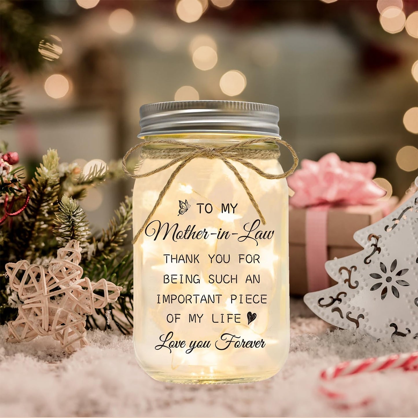 Luckyyds Mother in Law Gift, Mason Jar Night Lights - Best Mothers Day Birthday Christmas Gift for Mother in Law, Mother of The Groom Gifts