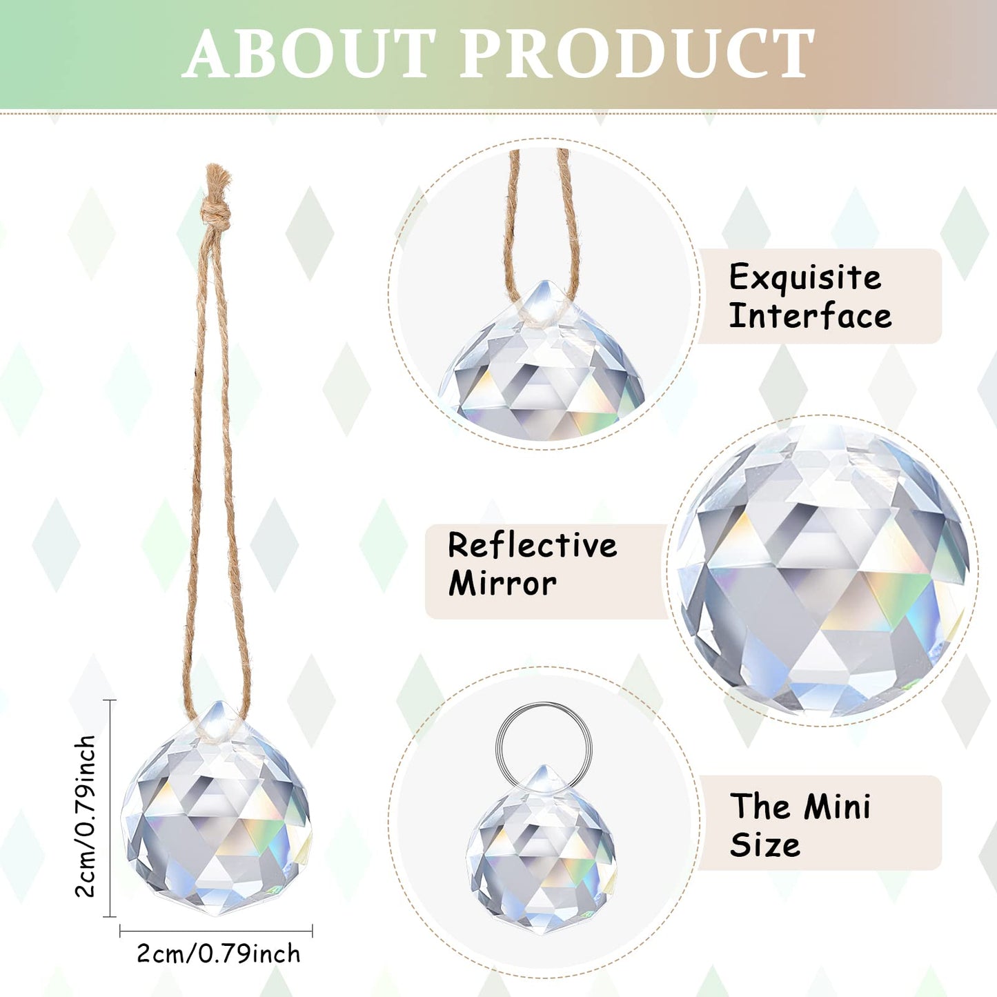 Sabary 48 Pcs Clear Crystal Ball Prism Suncatcher Sun Catcher Crystal Prisms for Chandeliers Rainbow Pendants Maker Hanging Crystals Prisms for Windows Feng Shui for Gift(Round,20 mm)
