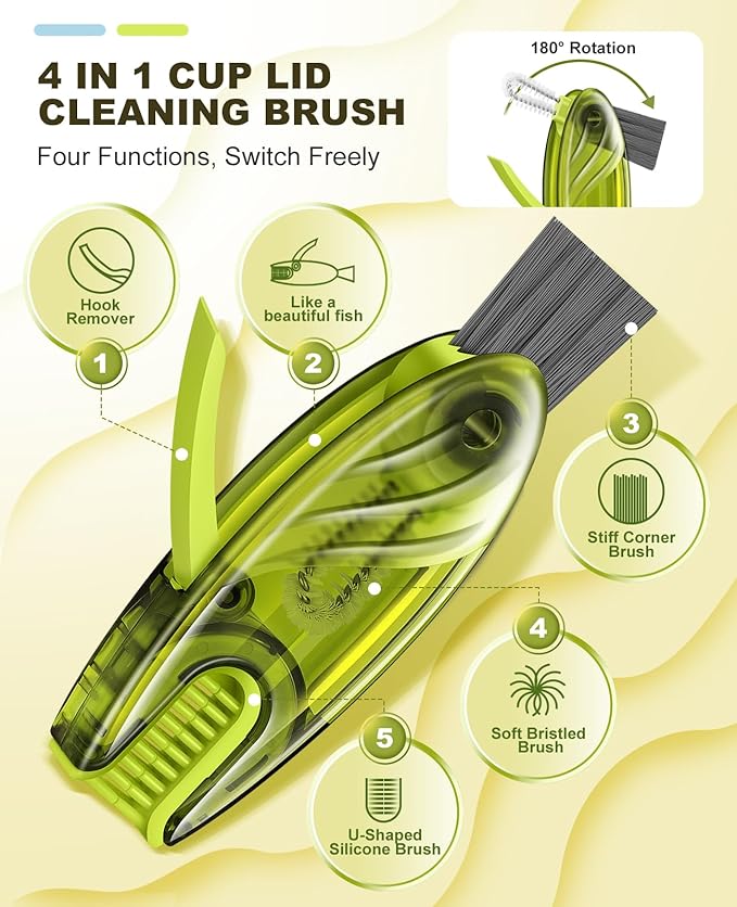 4 in 1 Cup Lid Gap Cleaning Brush Set 2 Pcs
