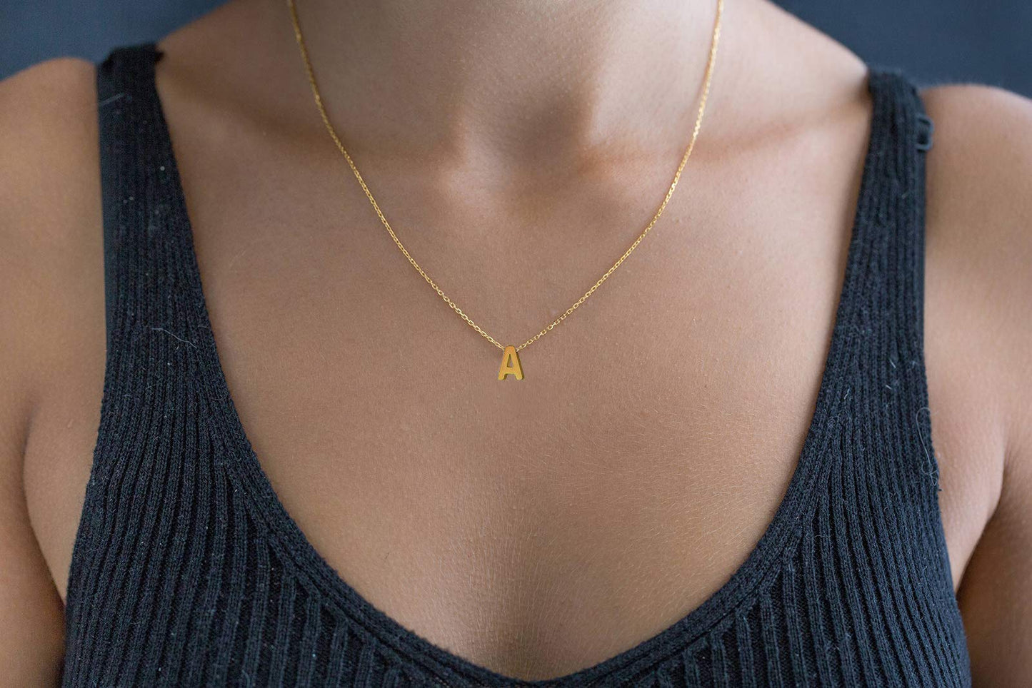 MOMOL Tiny Initial Necklace 18K Gold Plated Small Letter L Necklace Personalized Name Necklace for Women