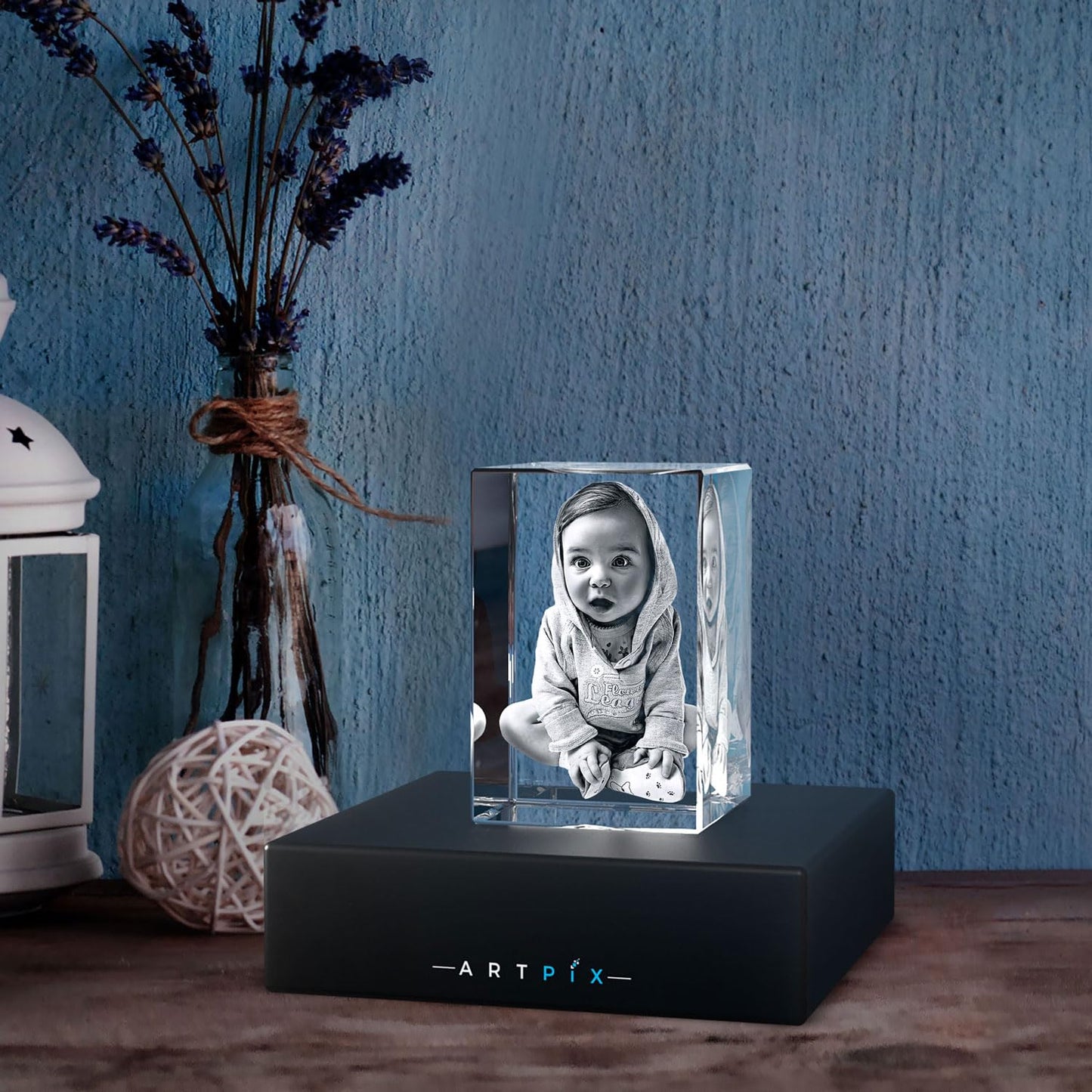 ArtPix 3D Crystal Photo, Personalized Gifts for Women, Wife, Mom, Her, Him, Men, Great Customized Gift With Your Own Photo - Anniversary, Wedding, Birthday - Custom Glass 3D Laser Etched Picture Frame