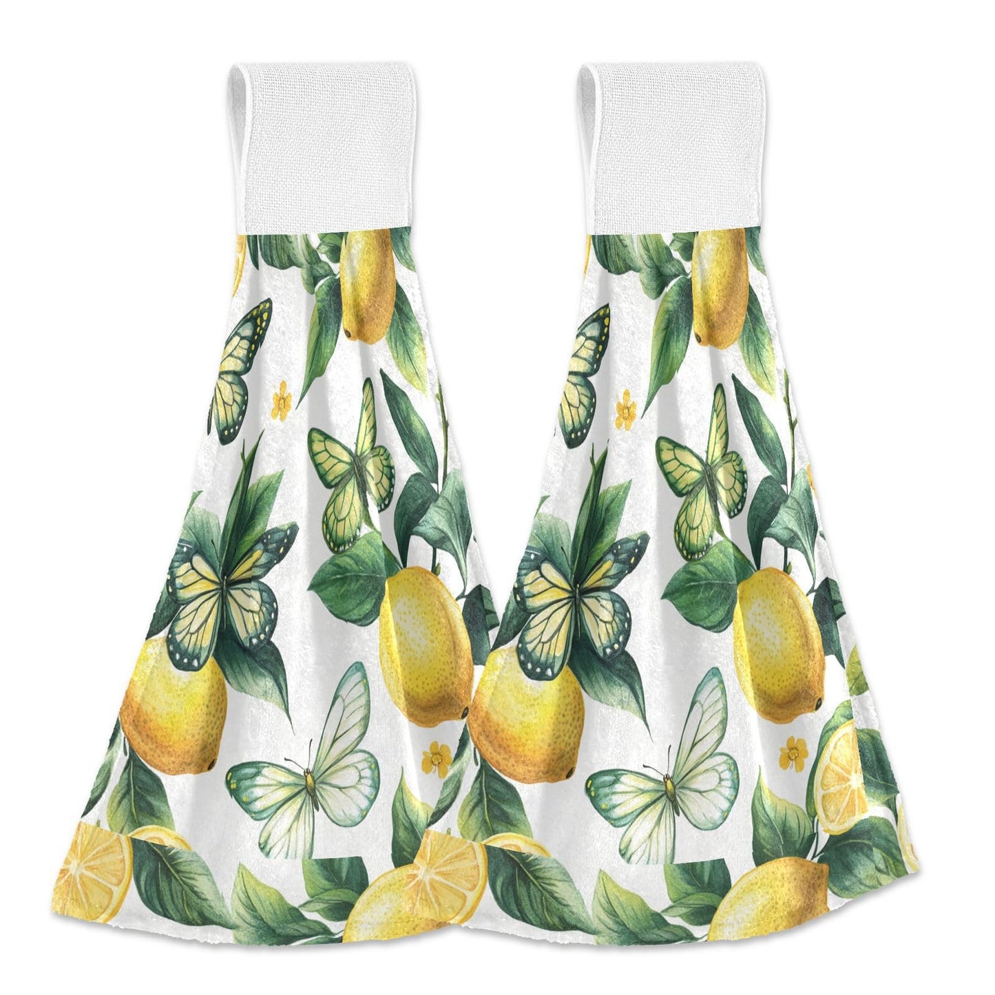 Boccsty Lemon Hanging Kitchen Towels 2 Pieces Summer Lime Tree Branch Dish Cloth Tie Towels Hand Towel Tea Bar Towels for Bathroom Farmhouse Housewarming Tabletop Home