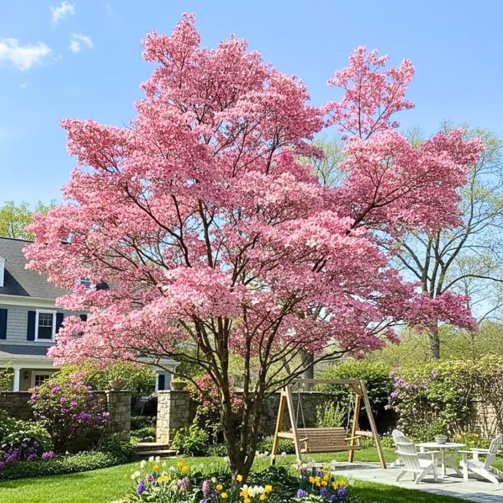 Dogwood Live Tree Plant, Flowering Dogwood Plant Live from 8 to 10 Inches Tall in Quart Pot for Outdoor Planting, Dormant in Winter (Pink)