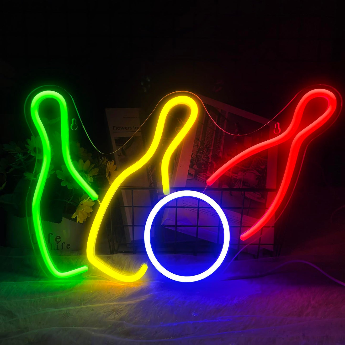 Bowling Neon Signs Sport Club Decor, USB Powered Bowling LED Neon Signs for Bowling Club Wall Decor Gameroom Man Cave Bedroom, Gaming Light Sign for Room Decoration, Gift 15.75”×11.02”