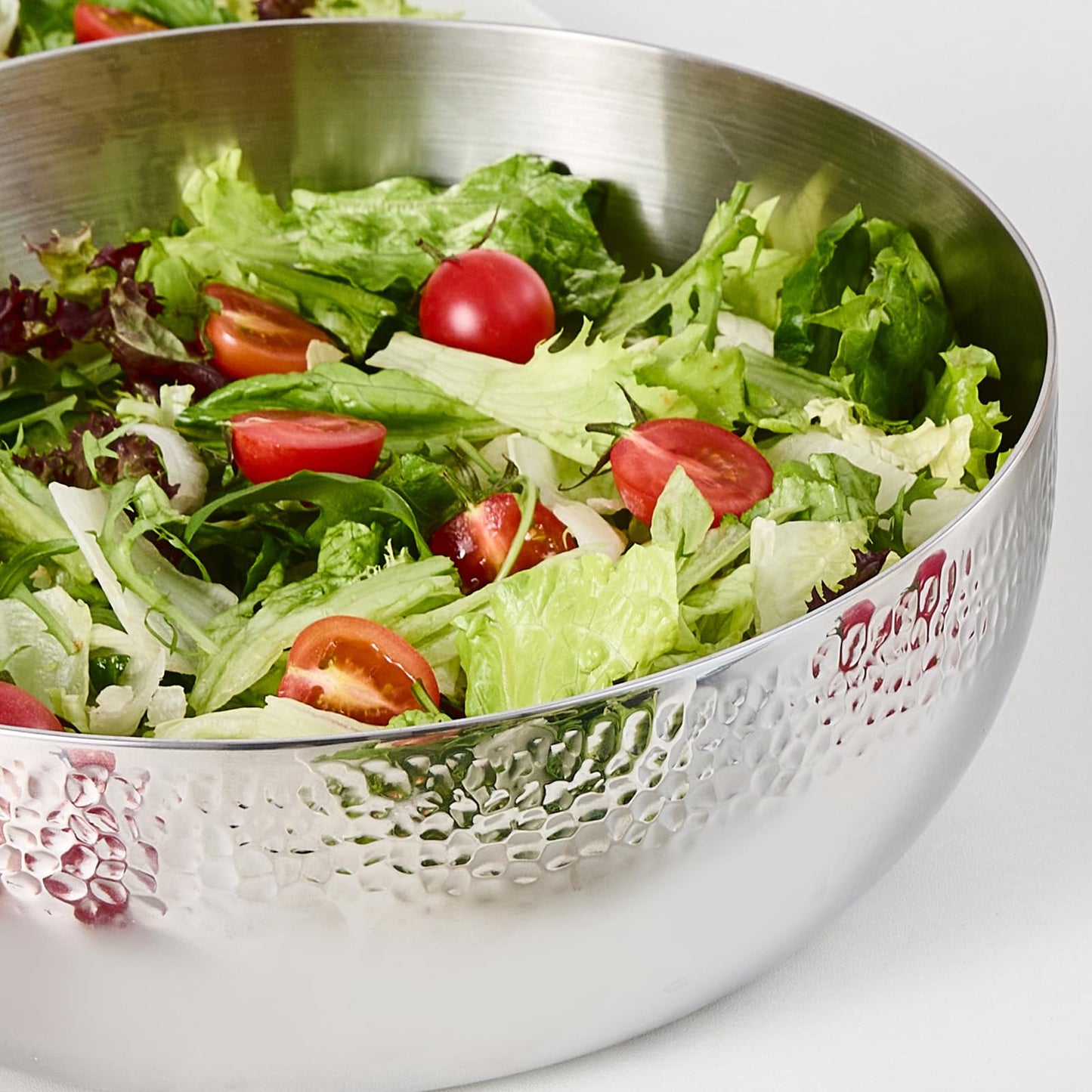 Brightalk 150oz Stainless Steel Hammered Salad Bowl, Large Fruit Popcorn Serving Bowl