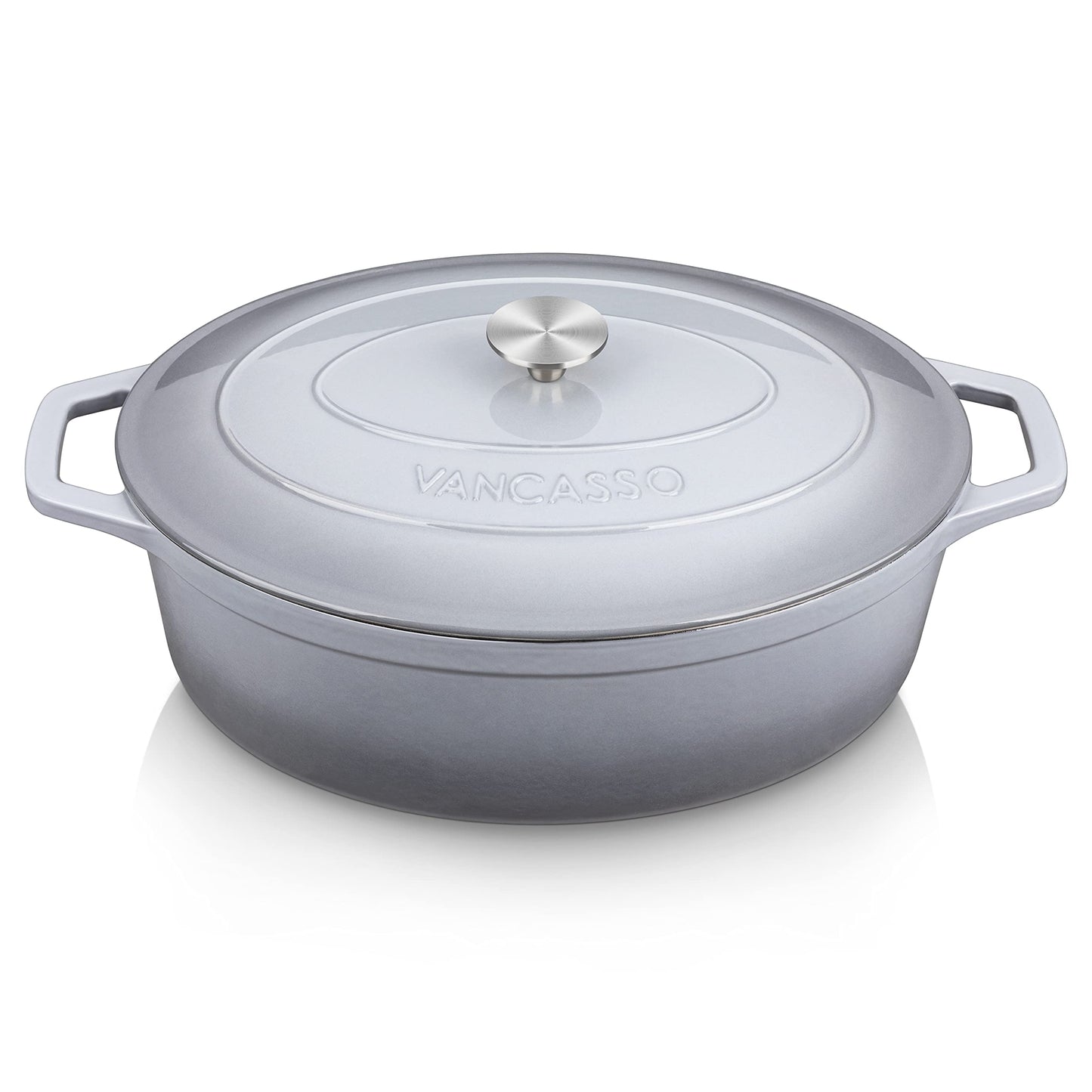 vancasso Enameled Cast Iron Dutch Oven, 9.3 Quart Dutch Oven Pot with Lid, Oval Dutch Oven Cast Iron Pot with Non Stick Enamel Coating for Bread Baking