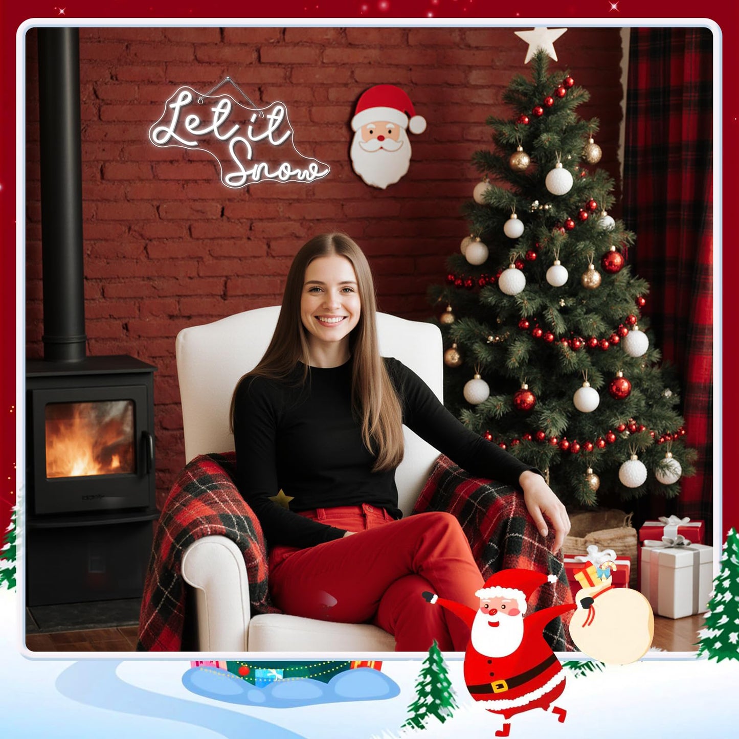 ineonlife Christmas Neon Sign Let It Snow Neon Signs for Wall Decor Led Lights for Bar Celebrate Party Room Shop Winter Window Bedroom Decoration Christmas Gifts