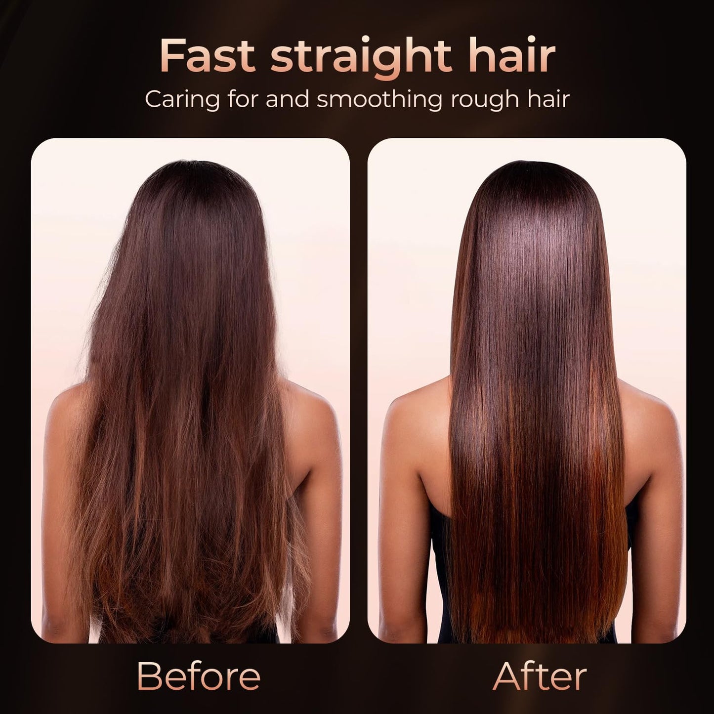 PRITECH Hair Straightening Brush Ionic 250-450°F Fasting Heating Anti-Scald & Auto-Off, Wide Plates Flat Iron Comb Teeth Dual-Voltage Straightener Hot Brush Ionizer Anti-Frizz (Black)